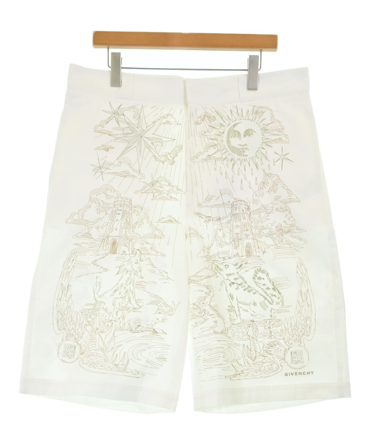 【GIVENCHY】総柄 フラワープリントカーゴショートパンツ ホワイト L GIVENCHY（ジバンシィ）ショートパンツ 白 サイズ:52(XXL位) メンズ