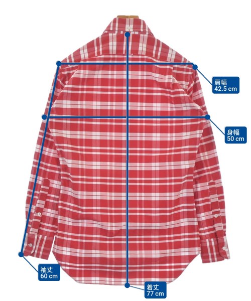 THOM BROWNE（トムブラウン）カジュアルシャツ 赤 サイズ:0(XS位) メンズ/2200675676106