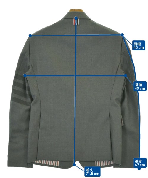THOM BROWNE（トムブラウン）テーラードジャケット グレー サイズ:1(S位) メンズ/2200672827174
