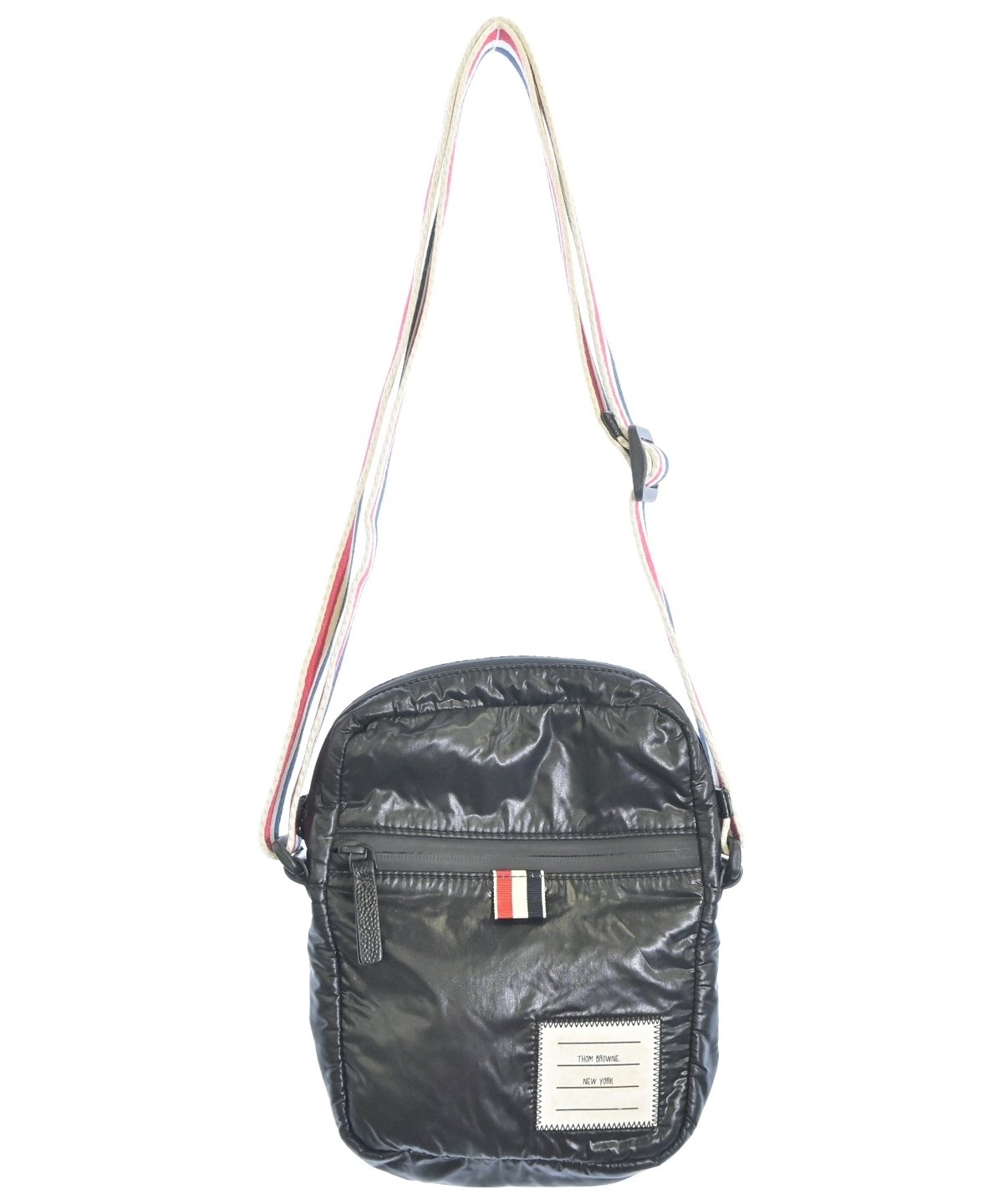 ★新品未使用★ THOM BROWNE トリコロール レザー ショルダーポーチ THOM BROWNE（トムブラウン）ショルダーバッグ 黒 サイズ:- メンズ