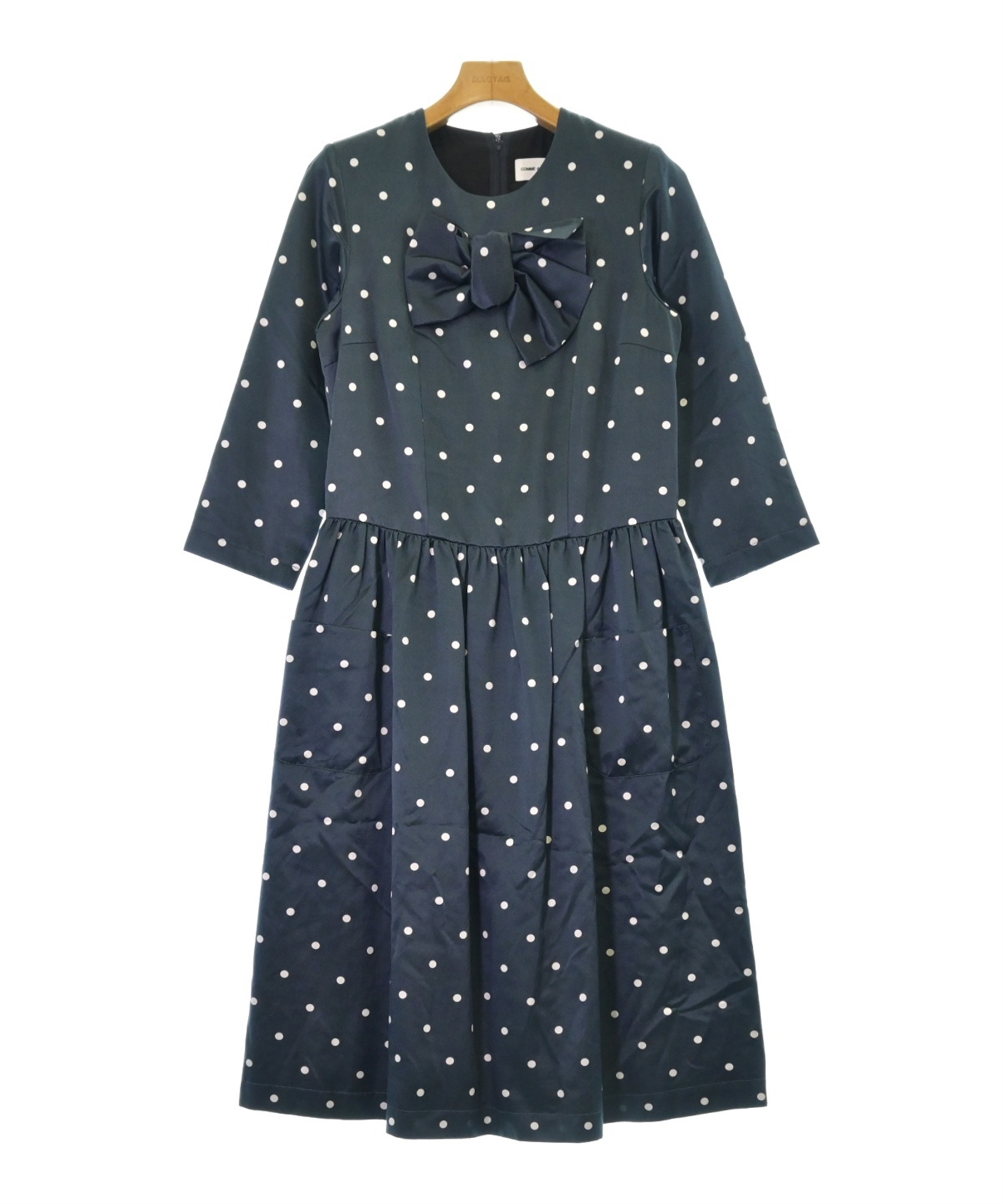 コムデギャルソン ガール AD2020 ギャザー ミモレ丈ワンピース 濃紺 XS コムデギャルソン ガール AD2020 ギャザー ミモレ丈ワンピース 濃紺 XS