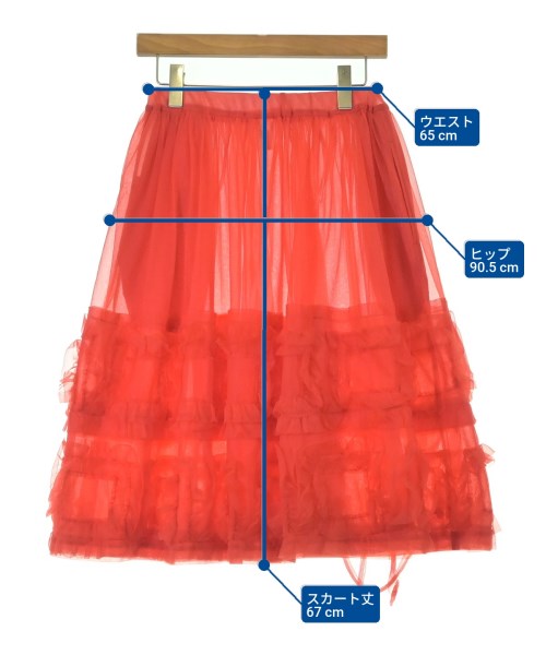 COMME des GARCONS GIRL（コムデギャルソンガール）ひざ丈スカート 赤 サイズ:XS レディース/2200692505489