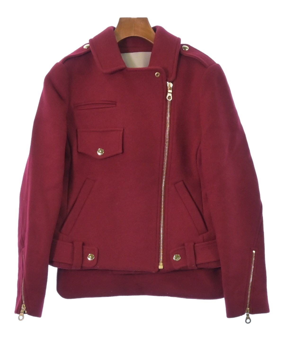 Mademoiselle TARA ライダース 36(XS位) 赤 【古着】【中古】 Mademoiselle TARA（マドモアゼル タラ）ライダース 赤 サイズ:36(XS位