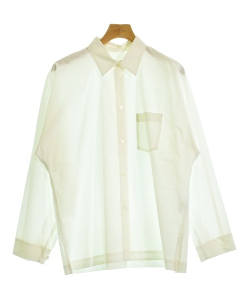 HOMME PLISSE ノーカラーシャツ 白サイズ2 オムプリッセ　イッセイミヤケ　HOMME PLISSE issey miyake バンドカラー　長袖　シャツ　メンズ　ホワイト　白 トップス  スタンドカラー