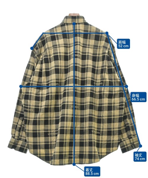 VETEMENTS（ヴェトモン）カジュアルシャツ ベージュ サイズ:XS メンズ/2200622857015