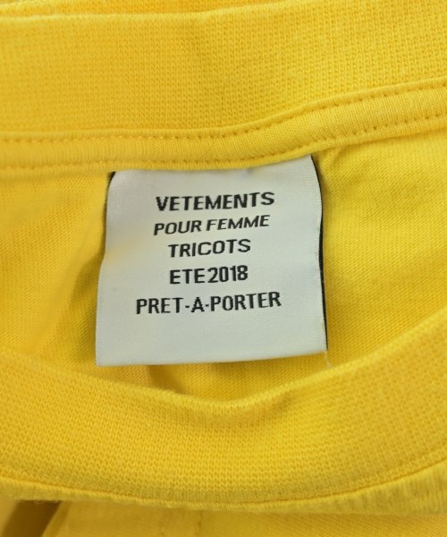 VETEMENTS（ヴェトモン）Tシャツ・カットソー 黄 サイズ:S レディース/2200688357047
