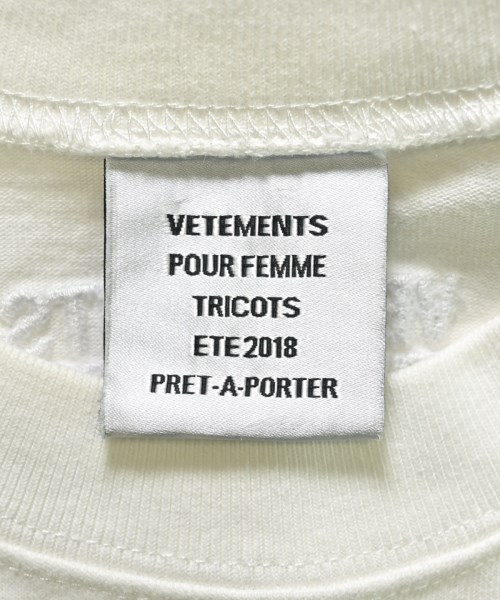 VETEMENTS（ヴェトモン）Tシャツ・カットソー 白 サイズ:S レディース/2200655533016