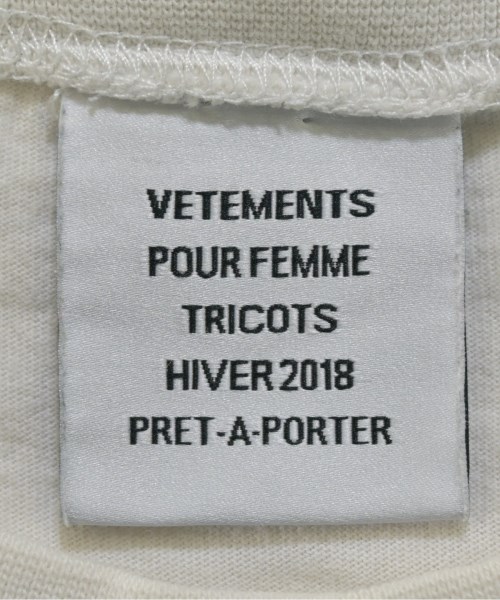 VETEMENTS（ヴェトモン）Tシャツ・カットソー 白 サイズ:L レディース/2200657192211