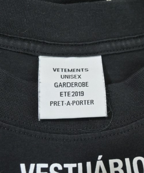 VETEMENTS（ヴェトモン）Tシャツ・カットソー 黒 サイズ:XS メンズ/2200711051034
