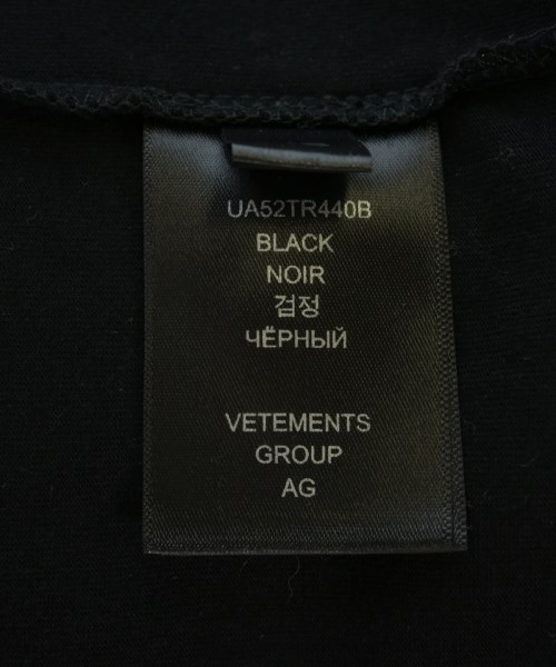 VETEMENTS（ヴェトモン）Tシャツ・カットソー 黒 サイズ:XS メンズ/2200714207025