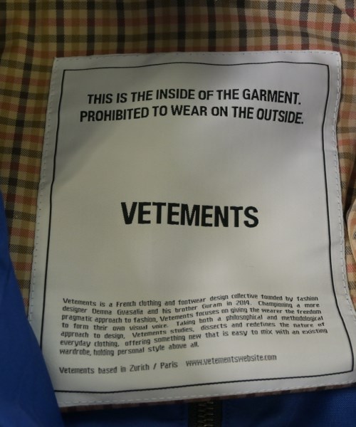 VETEMENTS（ヴェトモン）その他 青 サイズ:M レディース/2200718372118
