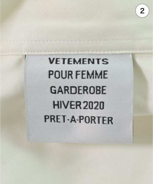 VETEMENTS（ヴェトモン）カジュアルシャツ 白 サイズ:S メンズ/2200648075035
