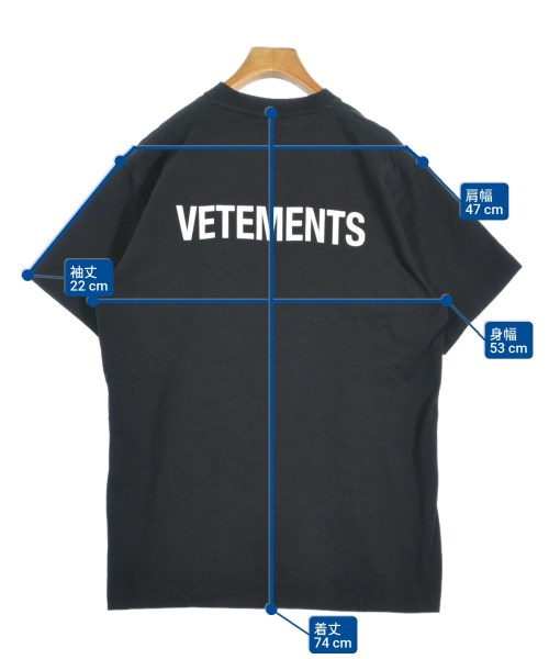 VETEMENTS（ヴェトモン）Tシャツ・カットソー 黒 サイズ:S メンズ/2200650029057