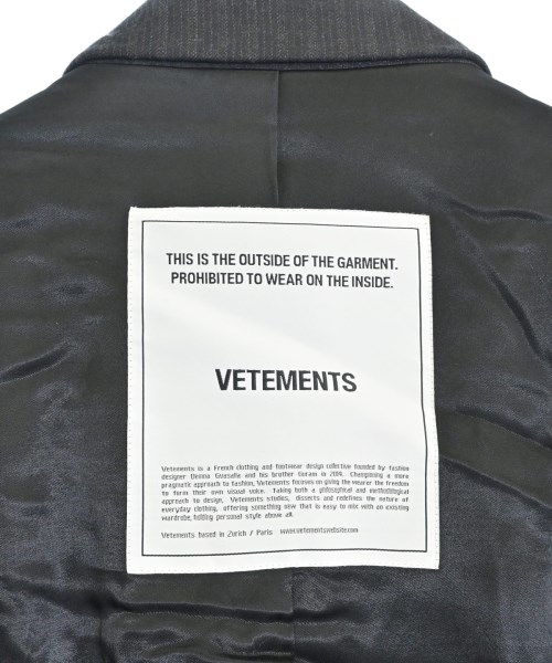 VETEMENTS（ヴェトモン）テーラードジャケット 黒 サイズ:S メンズ/2200652112016