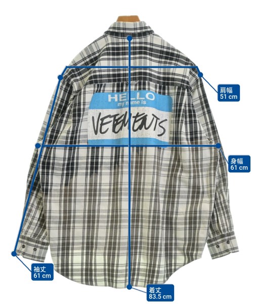 VETEMENTS（ヴェトモン）カジュアルシャツ 白 サイズ:XS メンズ/2200653732015