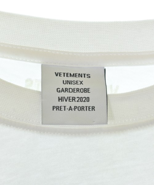 VETEMENTS（ヴェトモン）Tシャツ・カットソー 白 サイズ:U(M位) メンズ/2200702147456