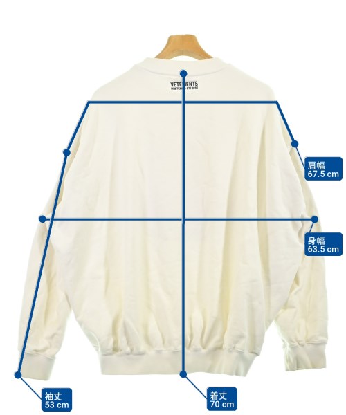 VETEMENTS（ヴェトモン）スウェット 白 サイズ:S メンズ/2200704632103