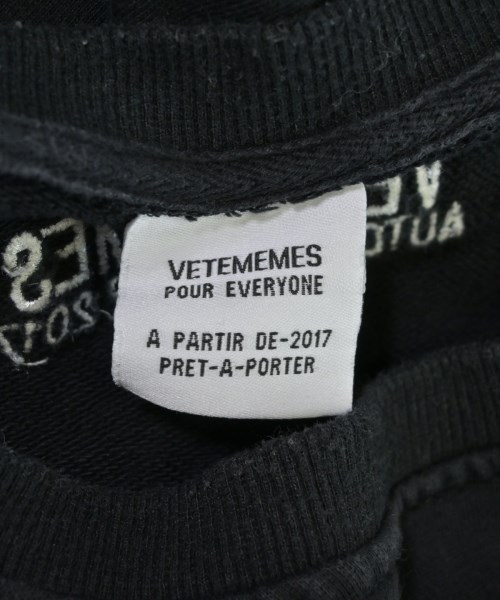 VETEMEMES（ヴェトミームス）スウェット 黒 サイズ:-(XXL位) メンズ/2200666952080
