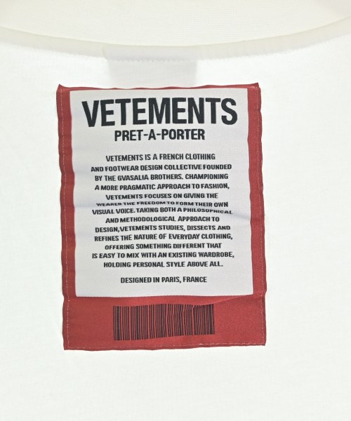 VETEMENTS（ヴェトモン）Tシャツ・カットソー 白 サイズ:M メンズ/2200733018046