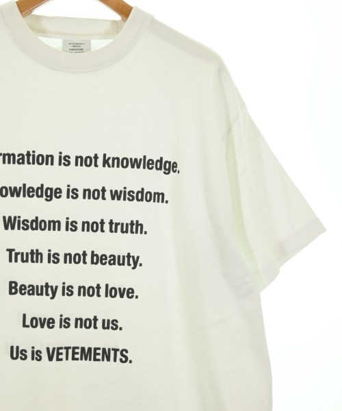 VETEMENTS（ヴェトモン）Tシャツ・カットソー 白 サイズ:S メンズ/2200727823113