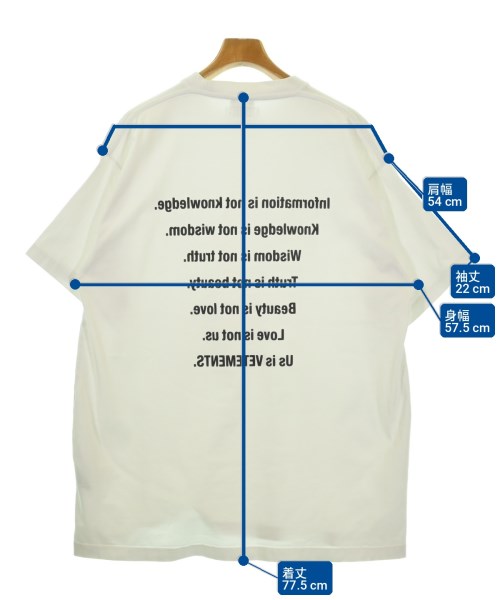 VETEMENTS（ヴェトモン）Tシャツ・カットソー 白 サイズ:S メンズ/2200727823113