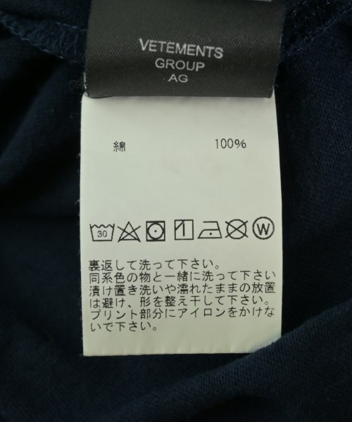VETEMENTS（ヴェトモン）Tシャツ・カットソー 紺 サイズ:M メンズ/2200727882196