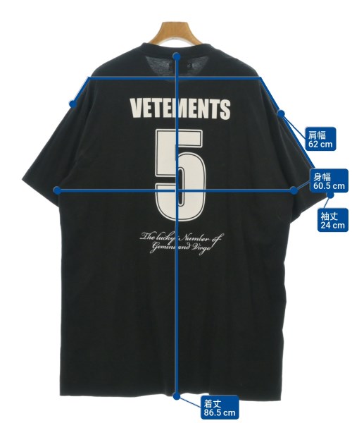 VETEMENTS（ヴェトモン）Tシャツ・カットソー 黒 サイズ:L メンズ/2200691728834