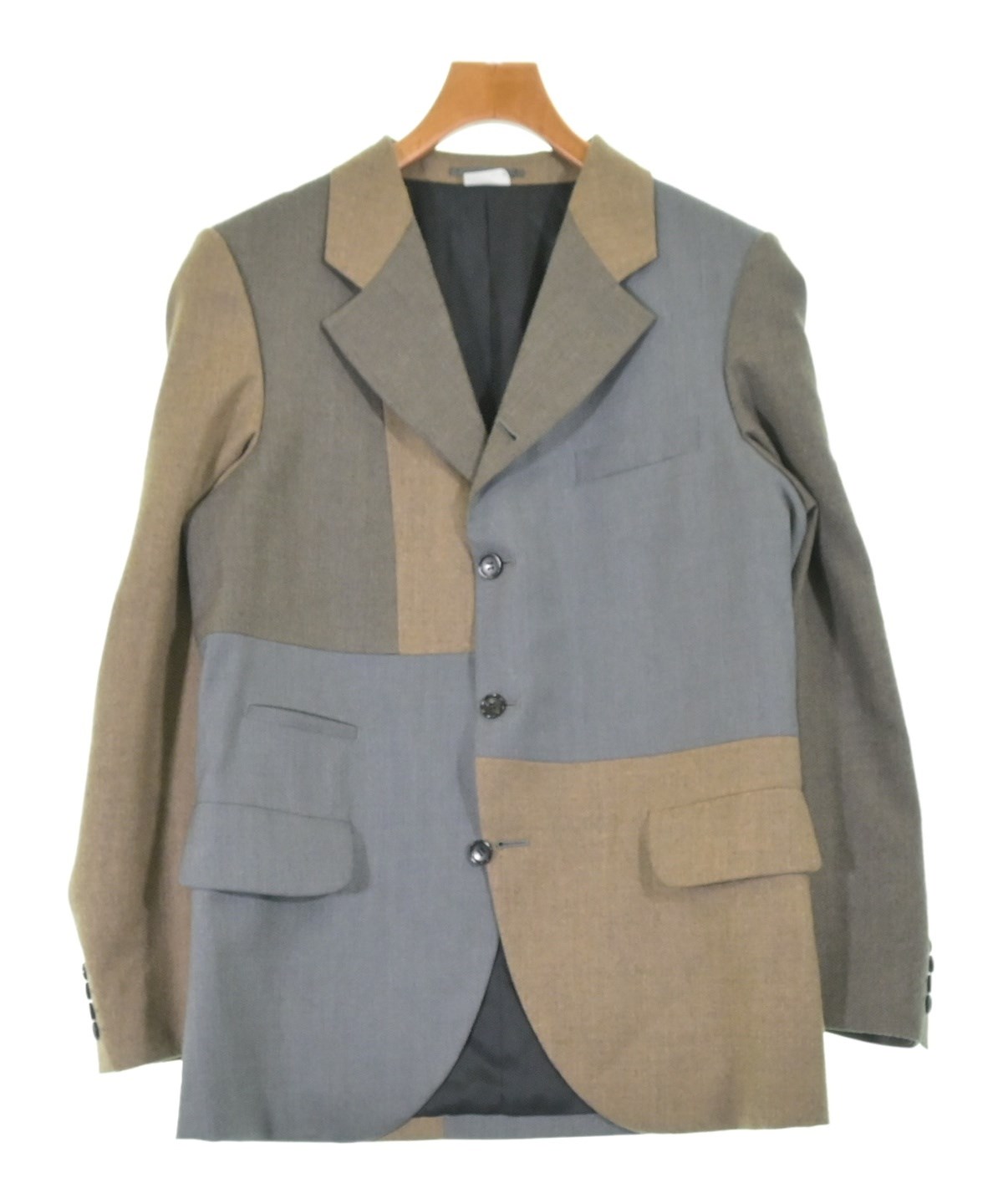 コムデギャルソンオムドゥー レイヤードテーラードジャケット S ネイビー グレー COMME des GARCONS HOMME DEUX（コムデギャルソンオムドゥ）テーラード