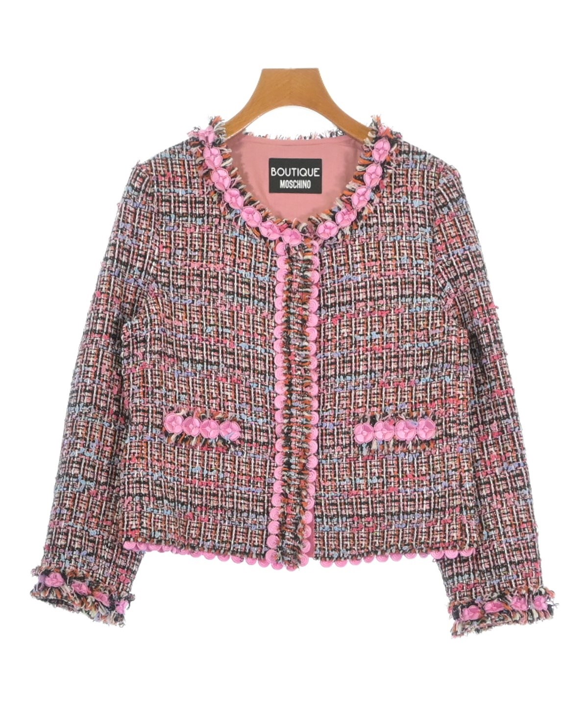 MOSCHINO ジャケット I40 M フリル ピンク モスキーノ 春 秋 冬 BOUTIQUE MOSCHINO（ブティックモスキーノ）ノーカラージャケット