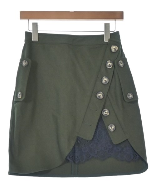 self-portrait(セルフポートレイト)ミニスカート カーキ サイズ:8(S位)/2200658095122