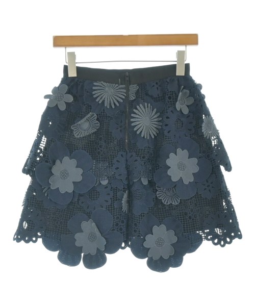 self-portrait（セルフポートレイト）ひざ丈スカート 紺 サイズ:6(XS位) レディース/2200663717248