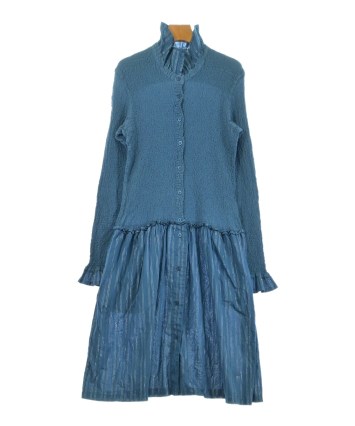 イッセイミヤケ シャツワンピース ブルー PLEATS PLEASE ISSEY MIYAKE（ワンピース ・ ブルー・ネイビー