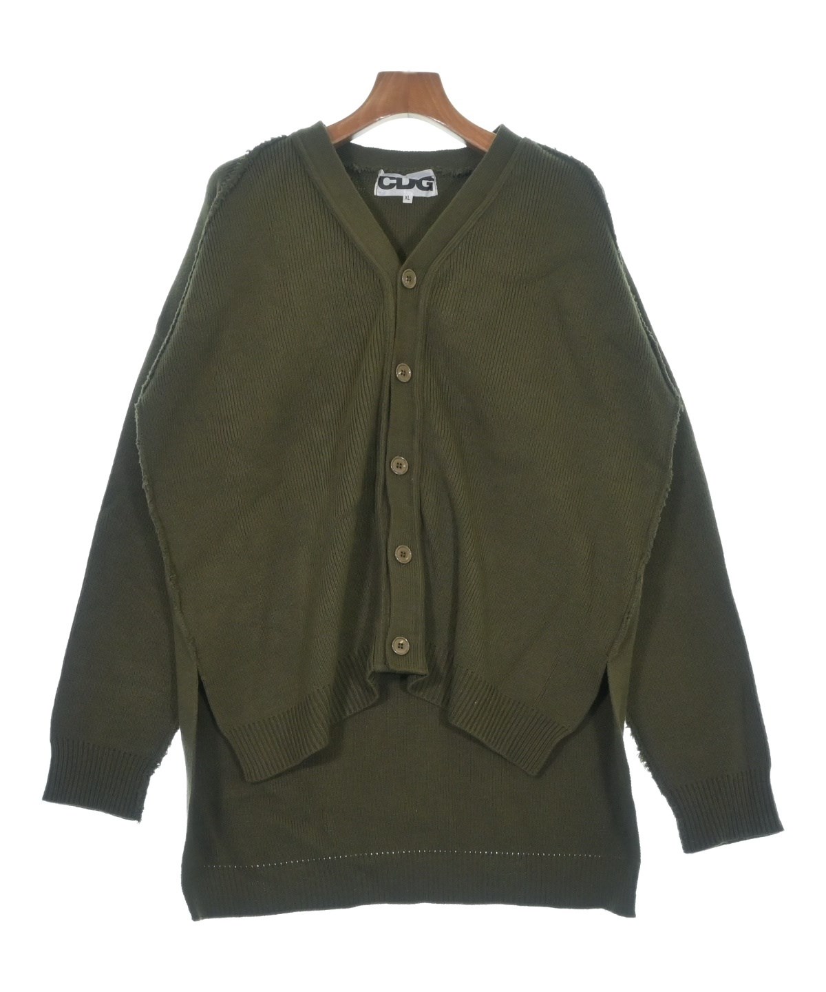 CDG（シーディージー）カーディガン カーキ サイズ:XL メンズ