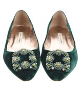 MANOLO BLAHNIK（マノロ　ブラニク）バレエシューズ/オペラシューズ 緑 サイズ:37 1/2(24cm位) レディース/2200667137745