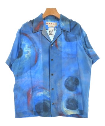 MARNI◆半袖ブラウス/38/--/GRN/総柄 MARNI（マルニ）ブラウス 青 サイズ:36(XS位) レディース