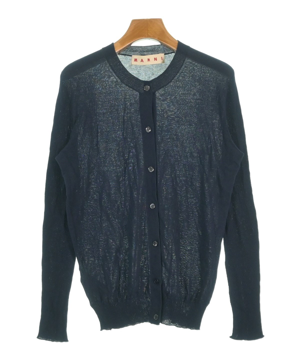 美品〈MARNI〉花柄ジャガードカーディガン　42サイズ MARNI（マルニ）カーディガン 紺 サイズ:42(M位) レディース