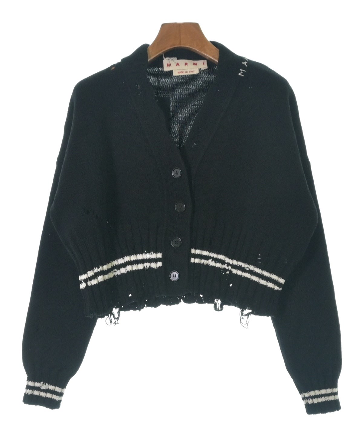 【MARNI 】モチーフ付きカーディガン 38 MARNI（マルニ）カーディガン 黒 サイズ:38(S位) レディース