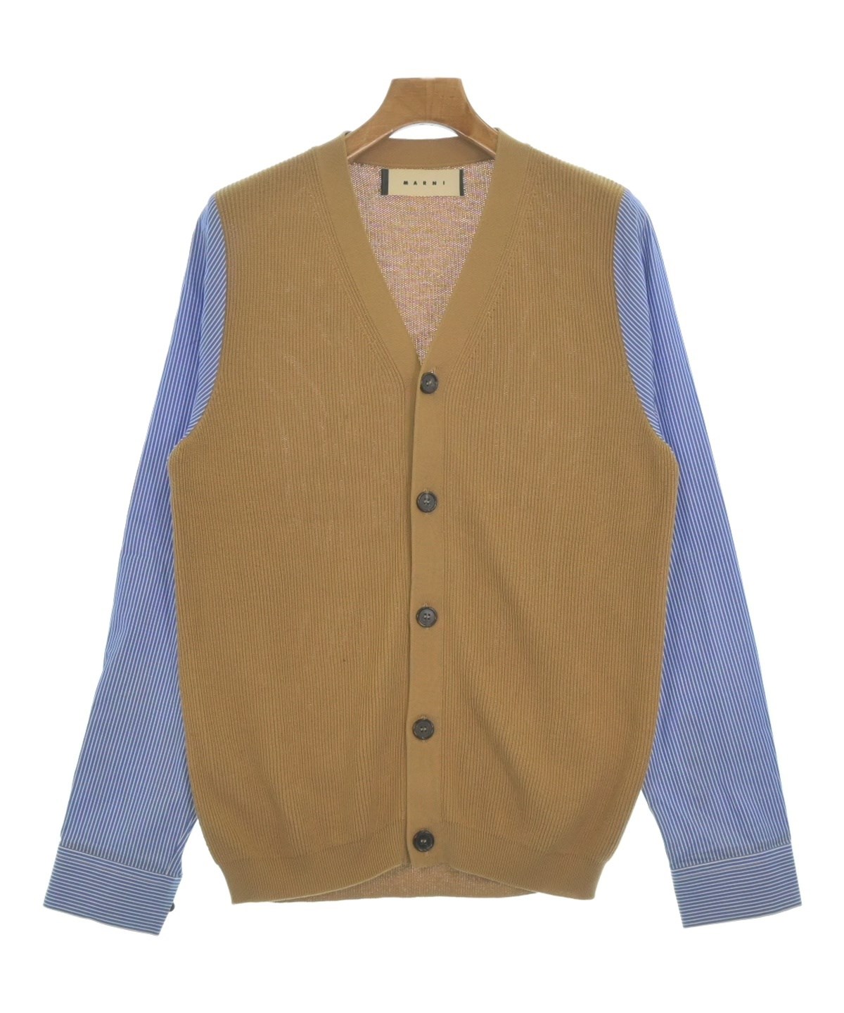 MARNI マルニ カーディガン ベージュ サイズ:38(M) フロントリボン ニット カーディガン / 長袖 ハイゲージ スリット ウール シルク イタリア製 トップス セーター【レディース】【中古】 MARNI（マルニ） カーディガン CDMD0354A0 UFC652 レディース 長袖