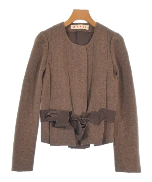 MARNI(マルニ)ノーカラージャケット 茶 サイズ:38(S位)/2200651836012
