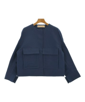MARNI（マルニ）ノーカラージャケット 紺 サイズ:38(S位) レディース