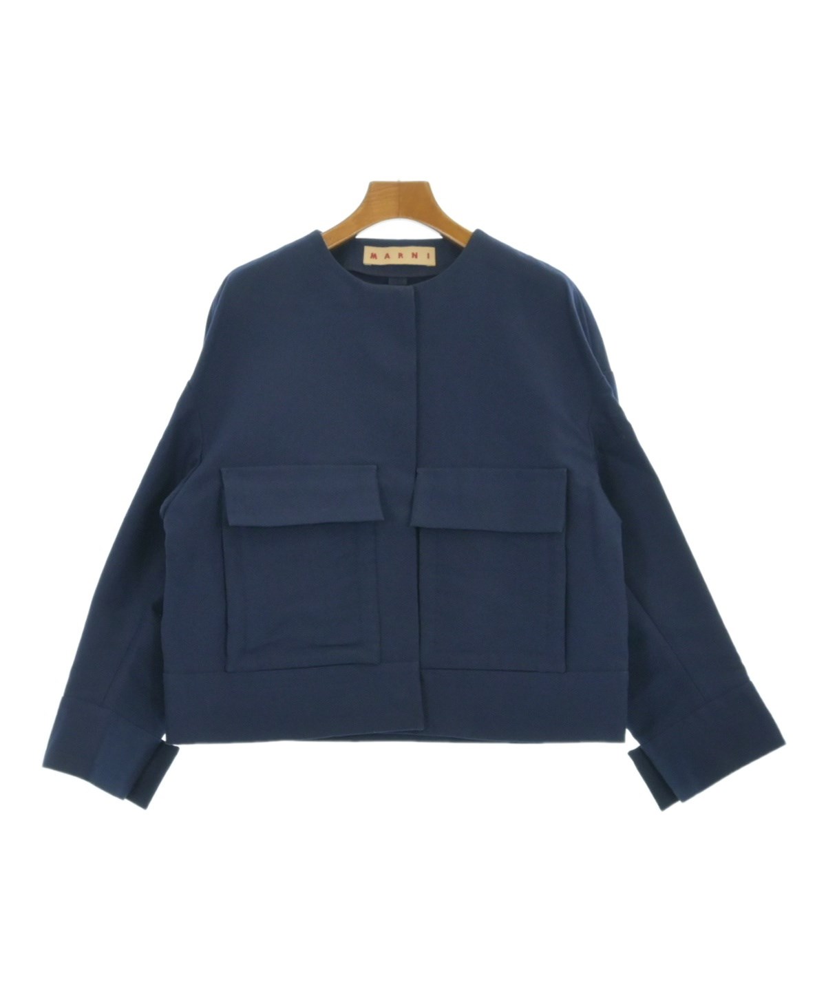 MARNI（マルニ）ノーカラージャケット 紺 サイズ:38(S位) レディース