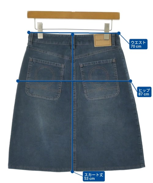 See By Chloe（シー　バイ　クロエ）ひざ丈スカート 紺 サイズ:36(XS位) レディース/2200676578225