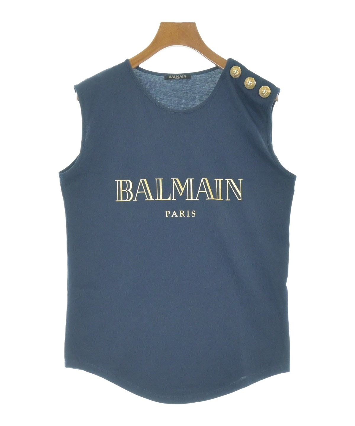 BALMAIN バルマン　ノースリーブ　タンクトップ　34 BALMAIN（バルマン）ノースリーブ 紺 サイズ:36(XS位) レディース