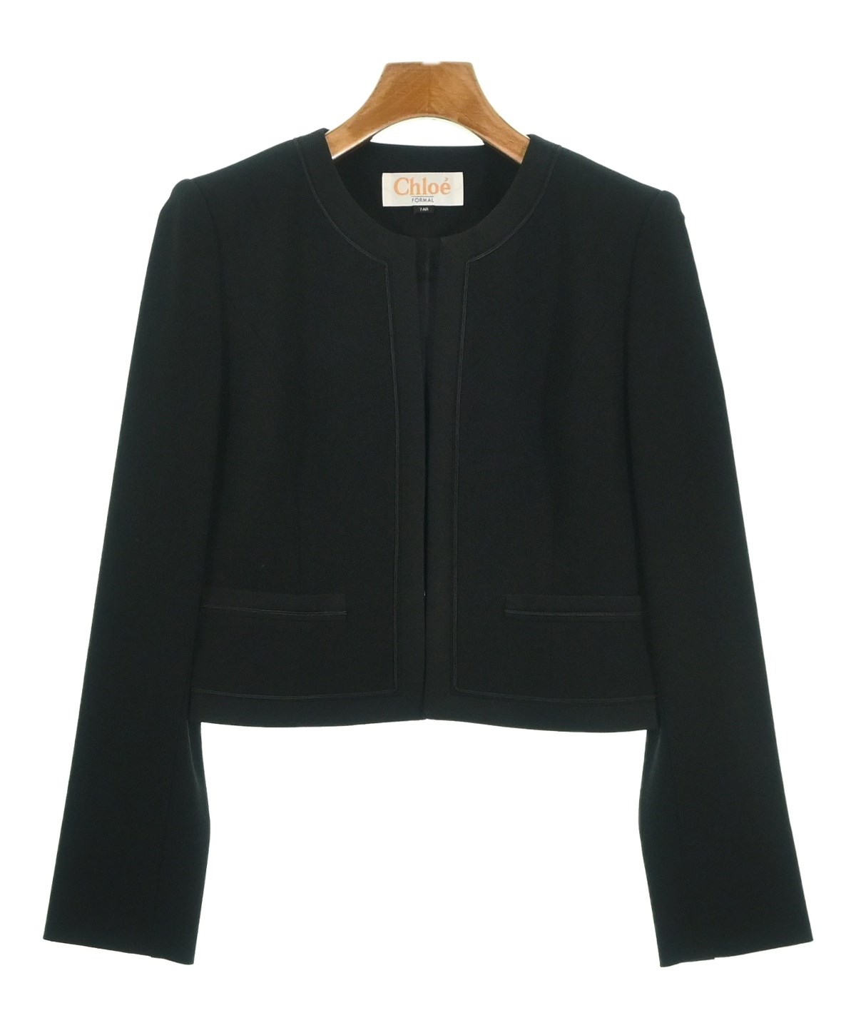 【美品/希少】Chloe クロエ ペプラム ジャケット ウール ブラック 44 Chloe（クロエ）ノーカラージャケット 黒 サイズ:36(XS位) レディース