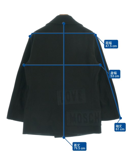LOVE MOSCHINO（ラブモスキーノ）ピーコート 黒 サイズ:48(L位) メンズ/2200721079011