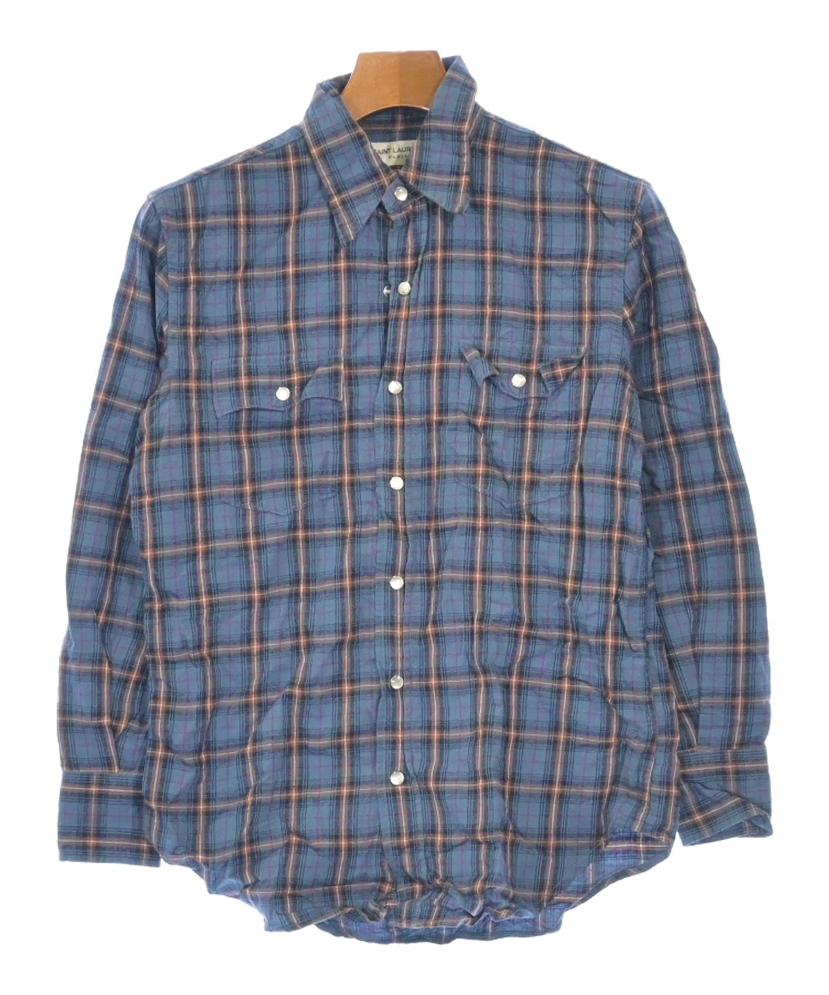 超激レア早い物勝ち！SAINT LAURENT PARIS シャツ SAINT LAURENT PARIS（サンローランパリ）カジュアルシャツ 青