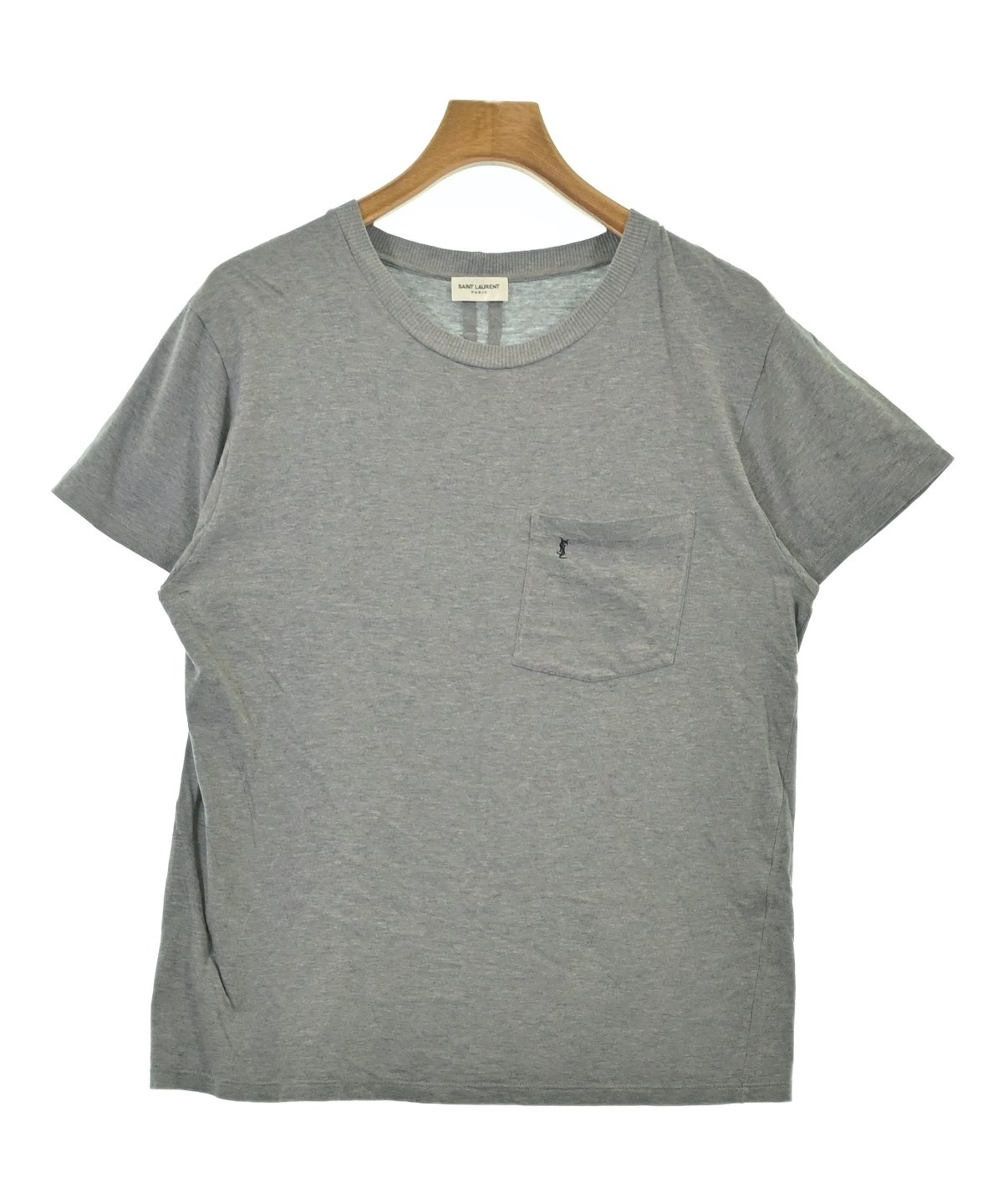 サンローラン パリ カットソー Tシャツ 七分袖 S グレー アイボリー SAINT LAURENT PARIS（サンローランパリ）Tシャツ・カットソー グレー