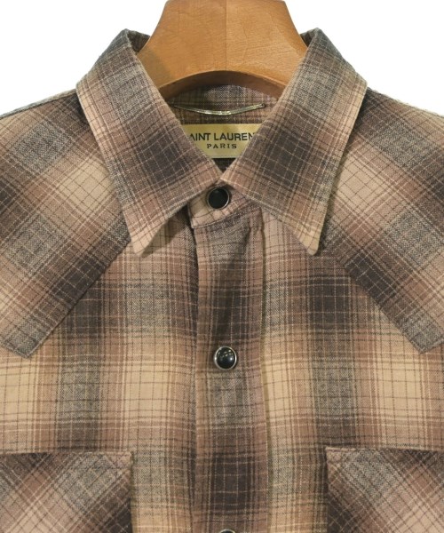 SAINT LAURENT PARIS（サンローランパリ）カジュアルシャツ 茶 サイズ:XS メンズ/2200663113040