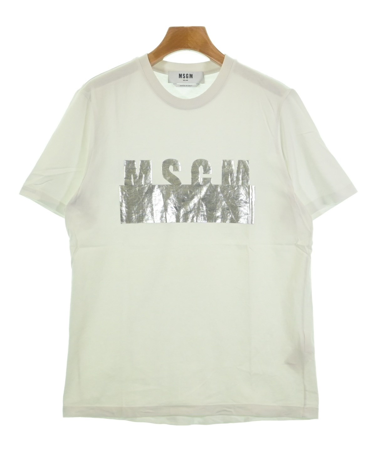 MSGM ホワイト ロゴ入り 長袖カットソー MADE IN ITALY MSGM】 【【NEW】MSGM ブラッシュロゴ ロングスリーブTシャツ
