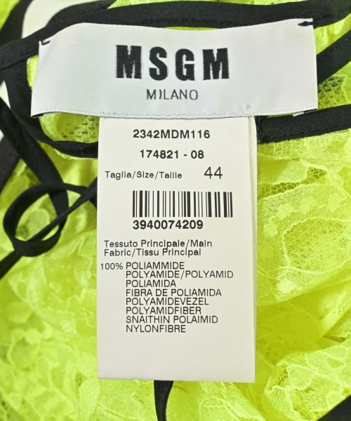 MSGM（エムエスジーエム）ブラウス 黄 サイズ:44(L位) レディース/2200615290027